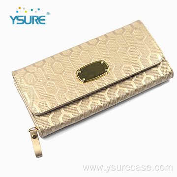 Leather wallet genuine multilayer wallet for zipper woman